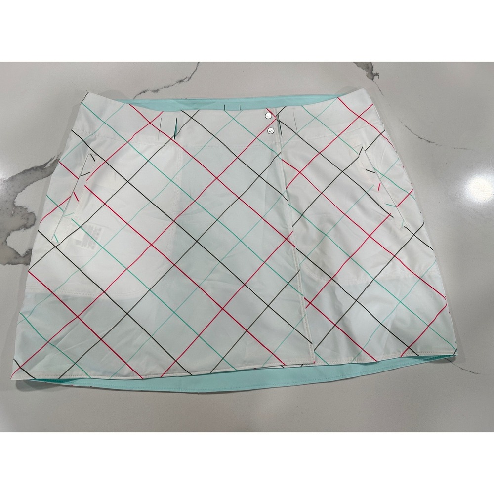 Nike Golf Dri-FIT Plaid Skort Womens‎ 14 Reversible Athletic Skirt